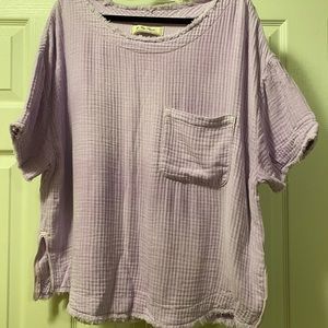 Free People Lavender Frayed Tee Size XL